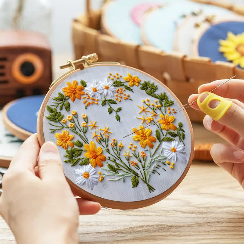 Rubbyoo Embroidery Kit - Flowers Rings - image 2