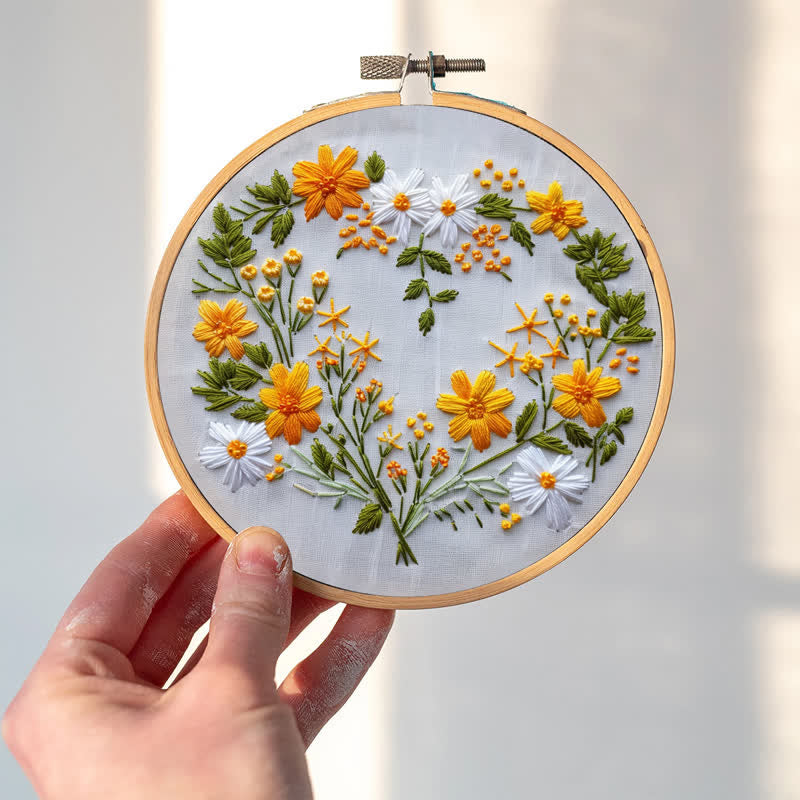 Rubbyoo Embroidery Kit - Flowers Rings - image 1