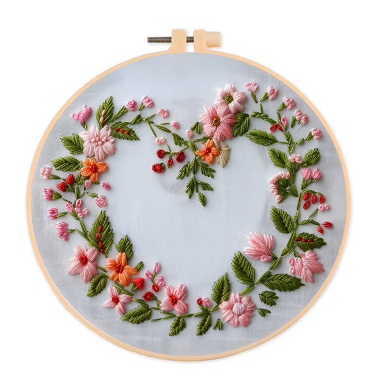 Rubbyoo Embroidery Kit - Spring Floral Heart - 20*20cm - image 0
