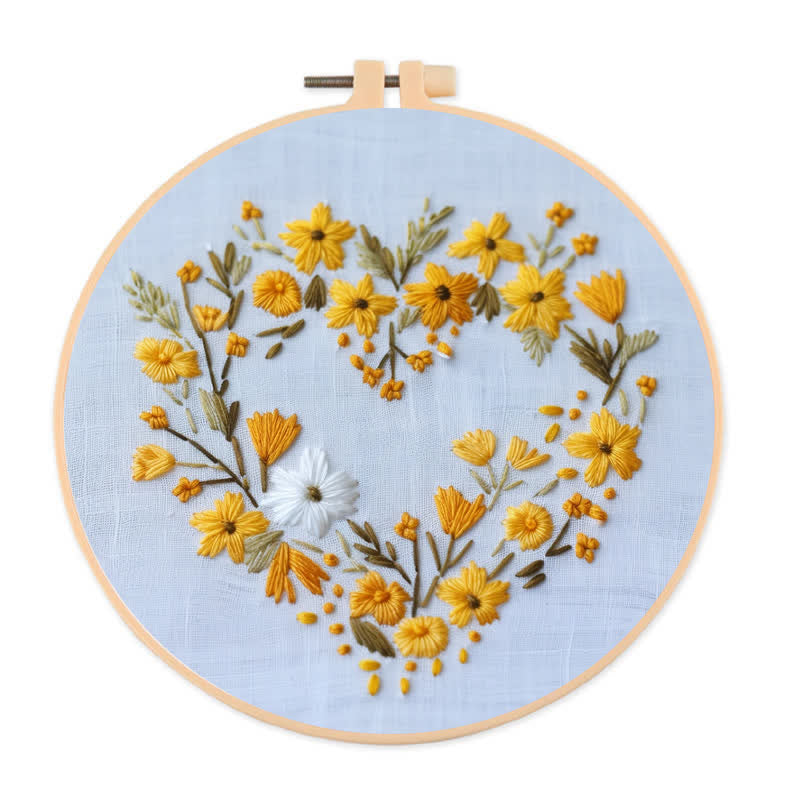 Rubbyoo Embroidery Kit - Orange Floral Heart Wreath - 20*20cm - image 0