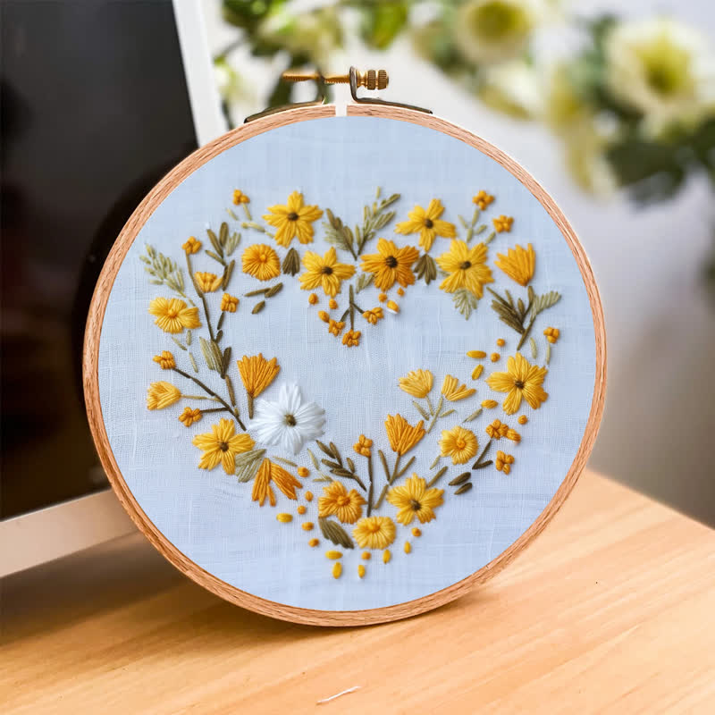 Rubbyoo Embroidery Kit - Orange Floral Heart Wreath - image 2