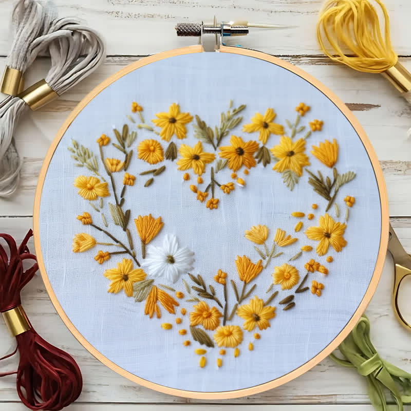 Rubbyoo Embroidery Kit - Orange Floral Heart Wreath - image 4