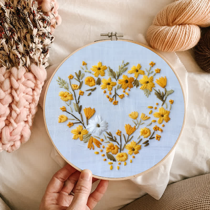 Rubbyoo Embroidery Kit - Orange Floral Heart Wreath - image 7