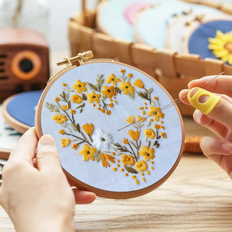 Rubbyoo Embroidery Kit - Orange Floral Heart Wreath - image 8