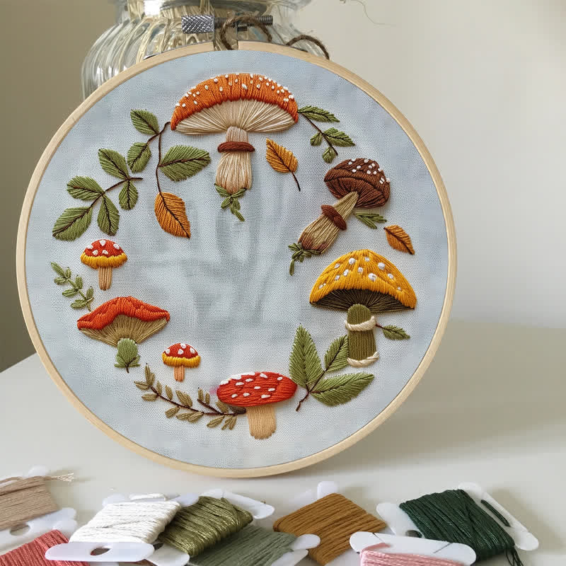 Rubbyoo Embroidery Kit - Mushroom wreath - image 2