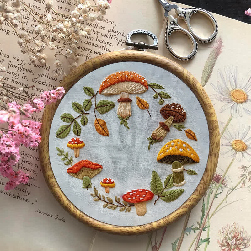 Rubbyoo Embroidery Kit - Mushroom wreath - image 1