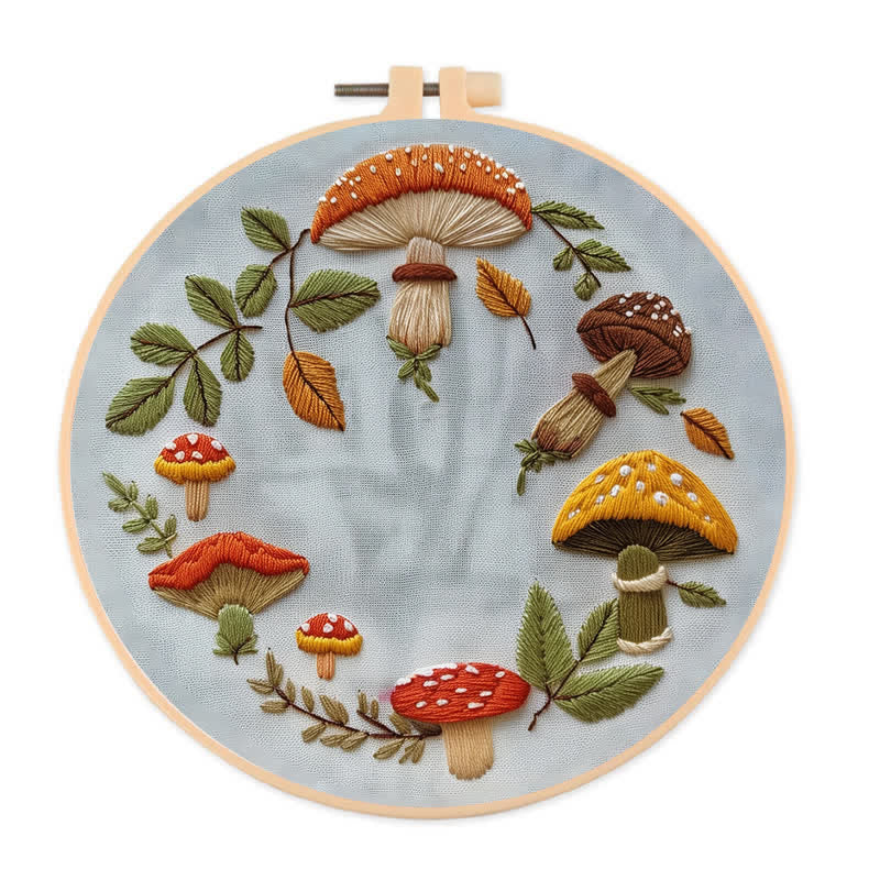 Rubbyoo Embroidery Kit - Mushroom wreath - 20*20cm - image 0
