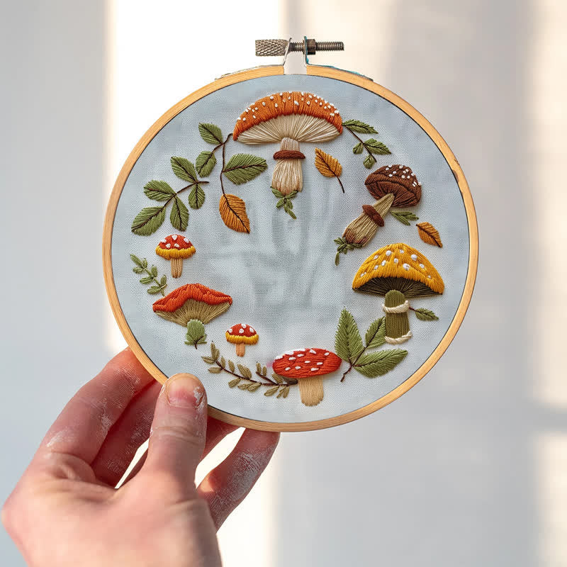 Rubbyoo Embroidery Kit - Mushroom wreath - image 3