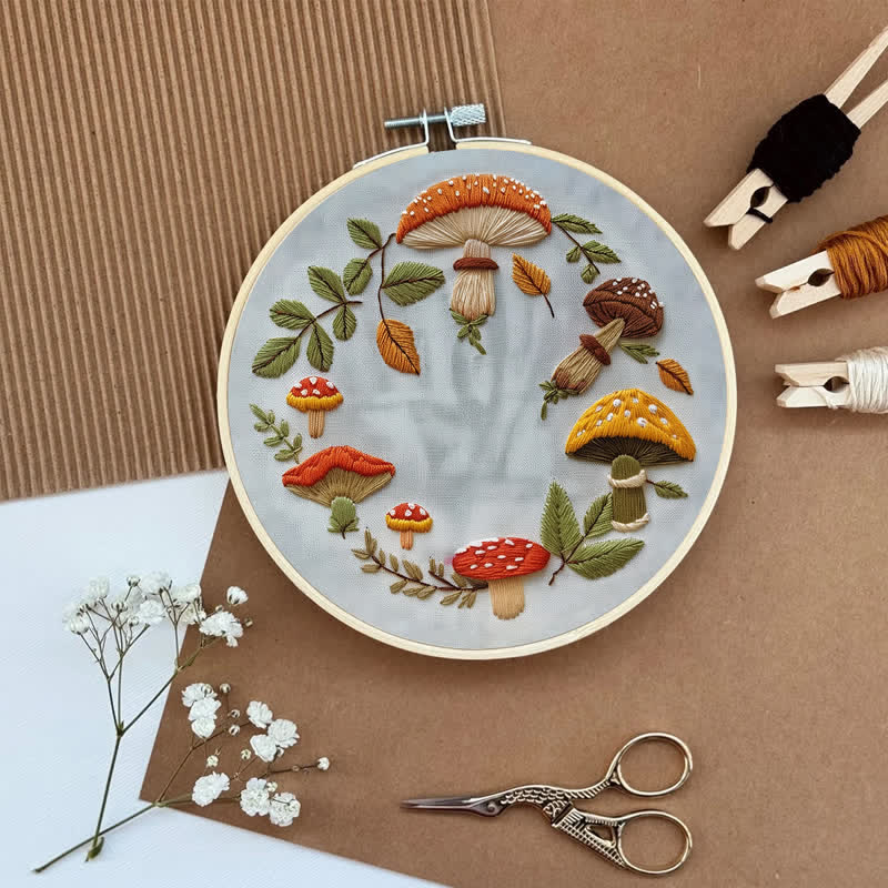 Rubbyoo Embroidery Kit - Mushroom wreath - image 6