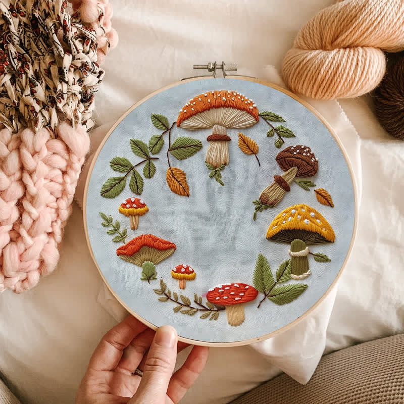 Rubbyoo Embroidery Kit - Mushroom wreath - image 7