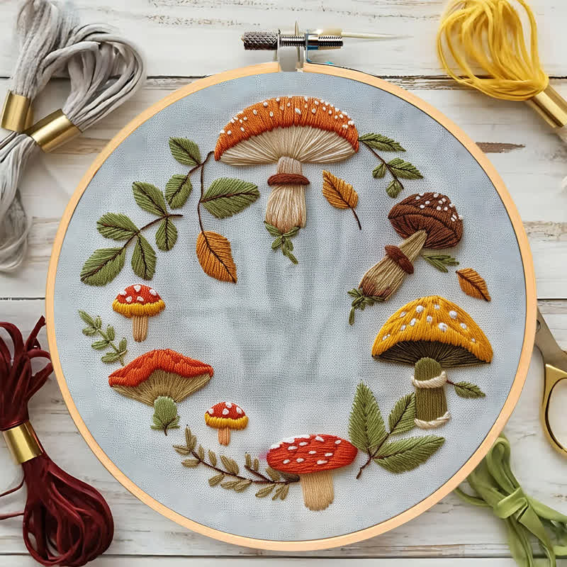 Rubbyoo Embroidery Kit - Mushroom wreath - image 8