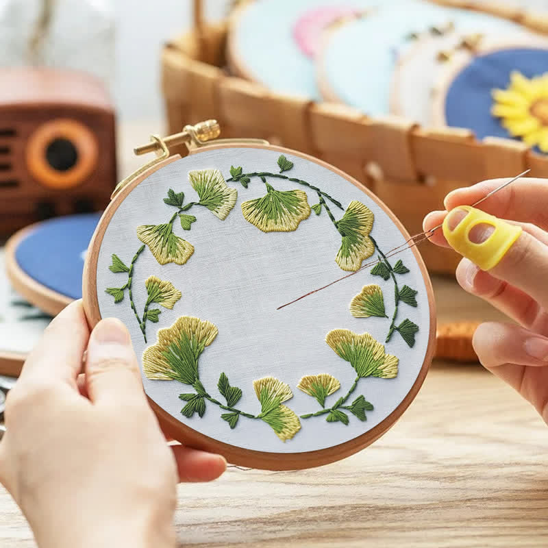 Rubbyoo Embroidery Kit - Ginkgo Leaves - image 1