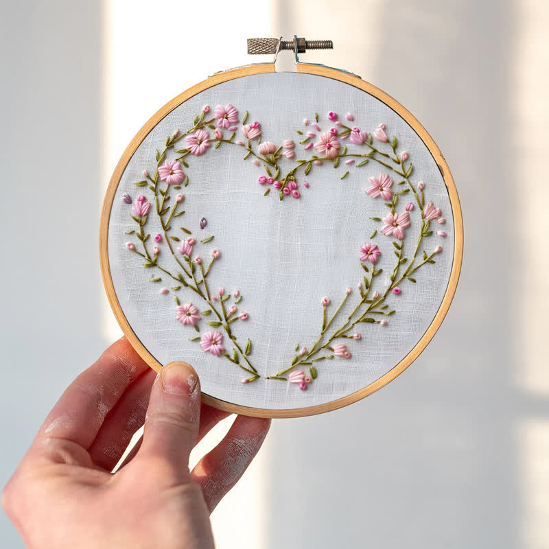 Rubbyoo Embroidery Kit - Wildflowers Heart - image 1