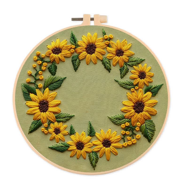 Rubbyoo Embroidery Kit - Sunflower Wreath - 20*20cm - image 0