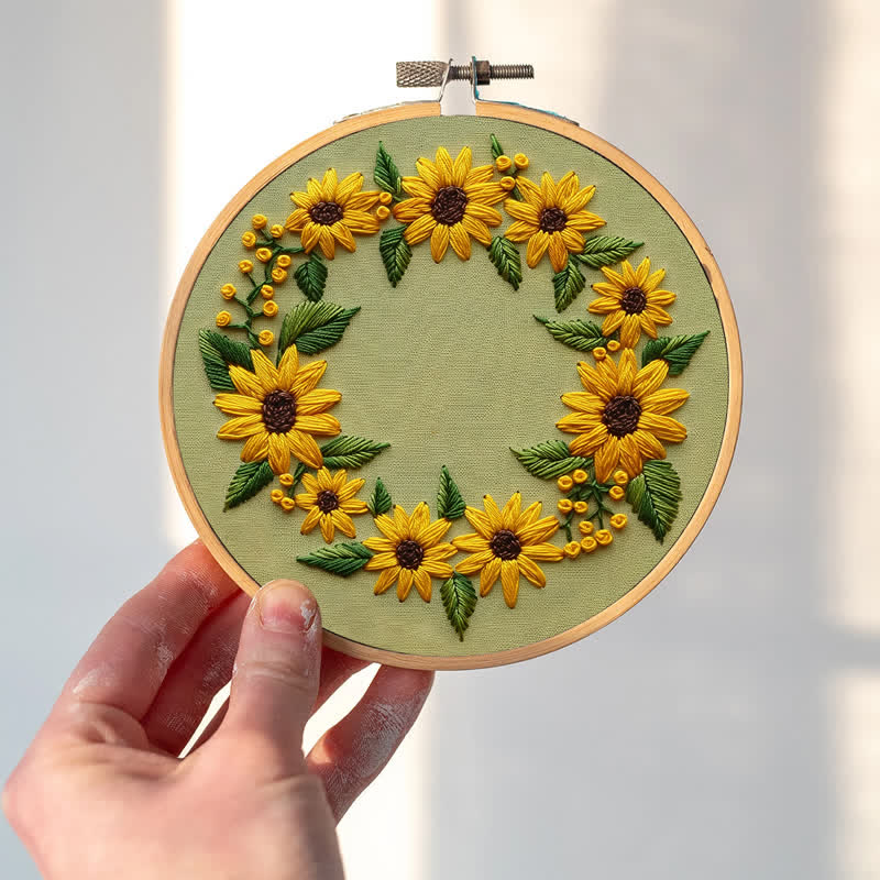 Rubbyoo Embroidery Kit - Sunflower Wreath - image 1