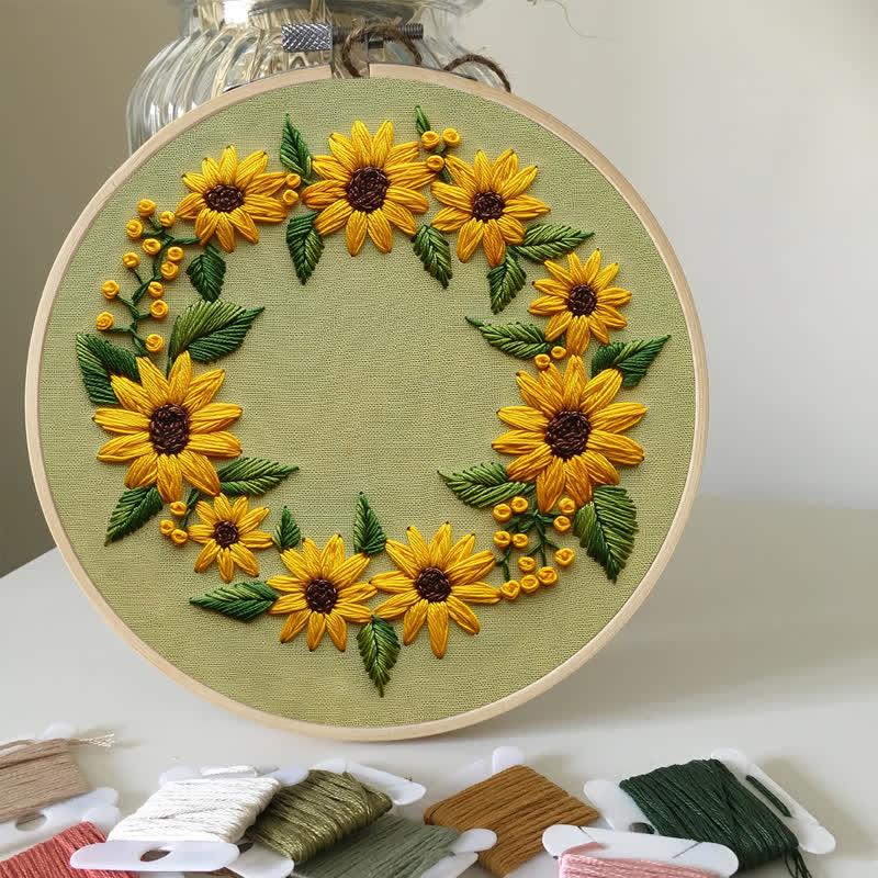 Rubbyoo Embroidery Kit - Sunflower Wreath - image 4