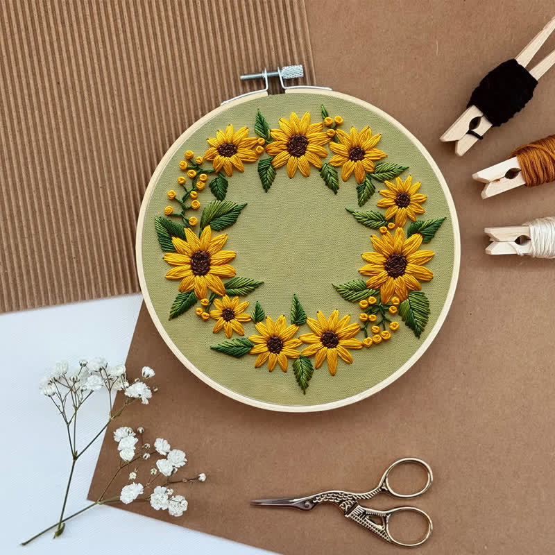 Rubbyoo Embroidery Kit - Sunflower Wreath - image 5
