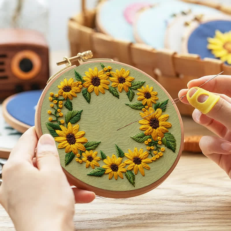 Rubbyoo Embroidery Kit - Sunflower Wreath - image 2