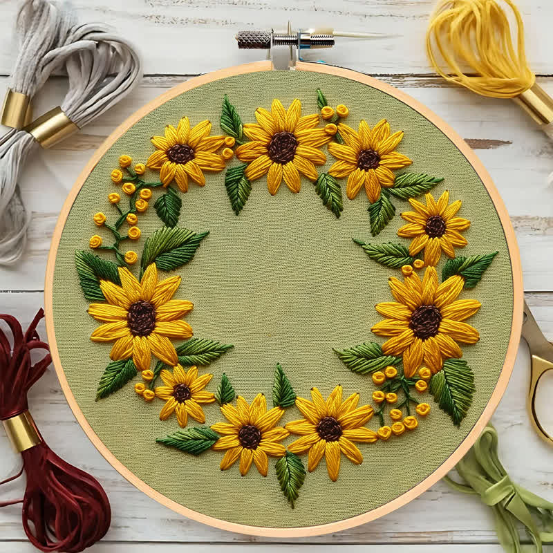 Rubbyoo Embroidery Kit - Sunflower Wreath - image 7