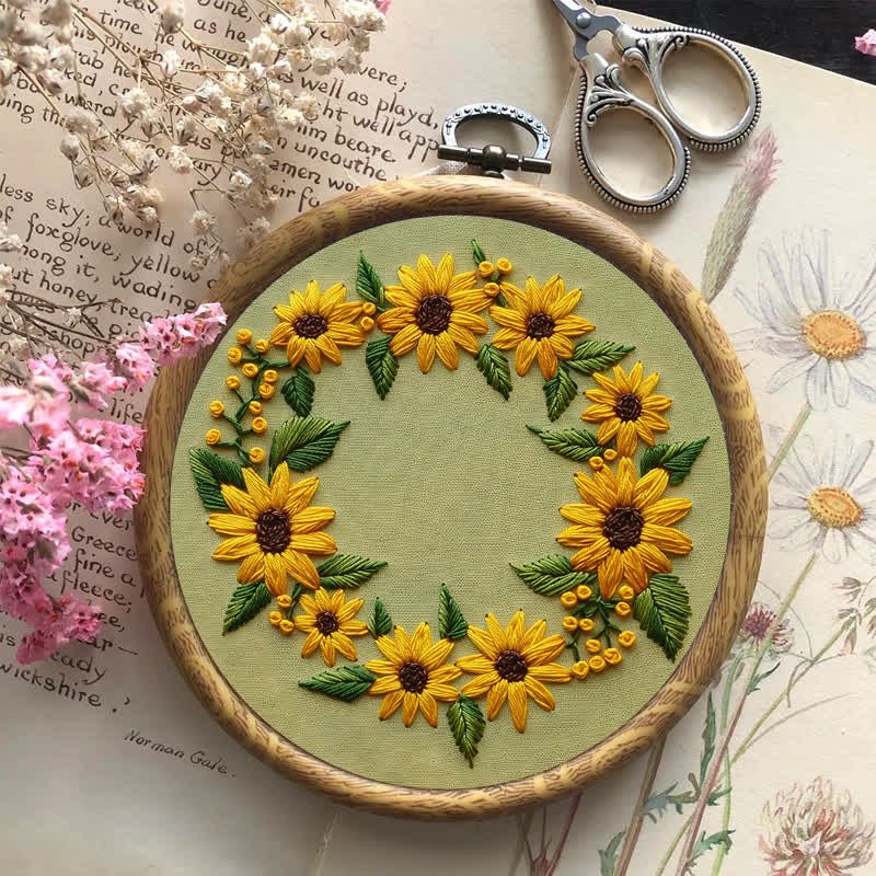 Rubbyoo Embroidery Kit - Sunflower Wreath - image 6