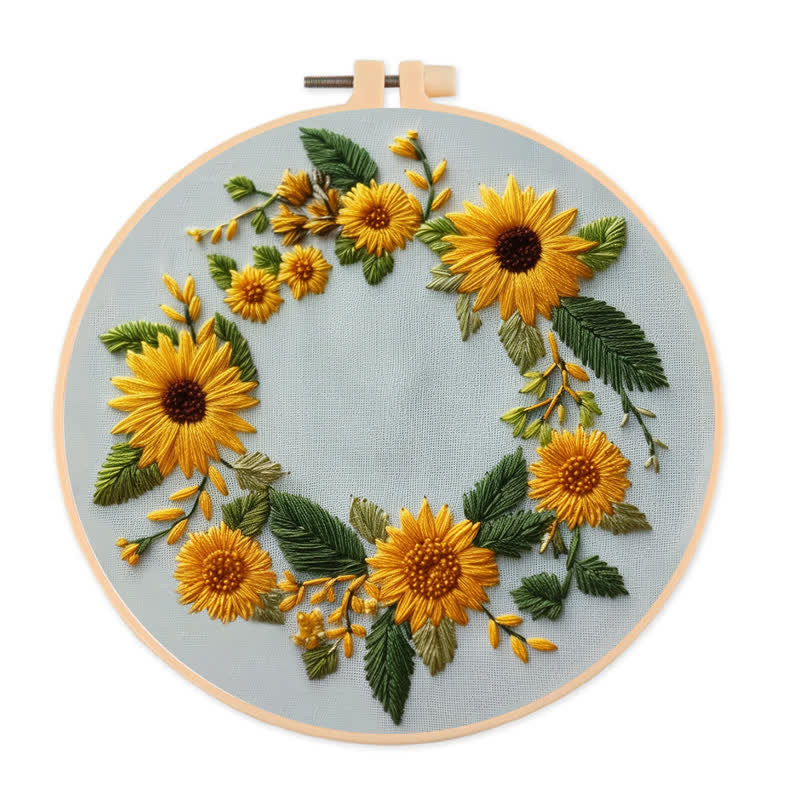 Rubbyoo Embroidery Kit - Sunflower Half Wreath - 20*20cm - image 0