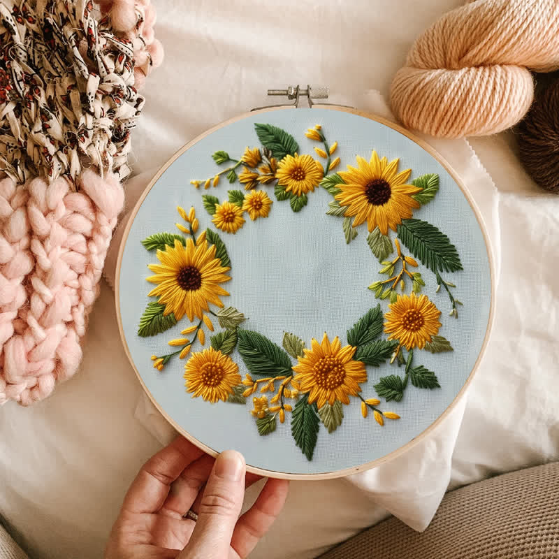 Rubbyoo Embroidery Kit - Sunflower Half Wreath - image 8