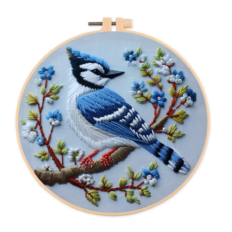 Rubbyoo Embroidery Kit - Winter Bluejay - image 0