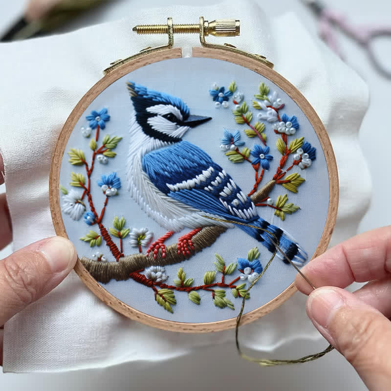 Rubbyoo Embroidery Kit - Winter Bluejay - image 2