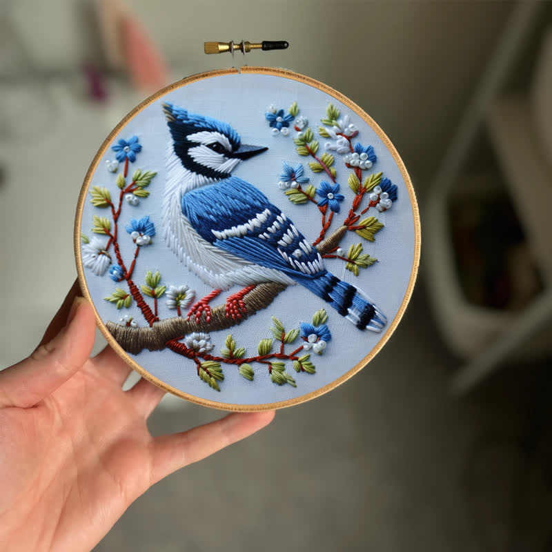 Rubbyoo Embroidery Kit - Winter Bluejay - image 1