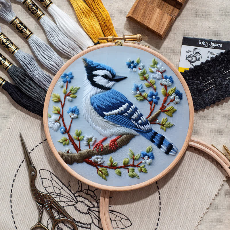Rubbyoo Embroidery Kit - Winter Bluejay - image 9