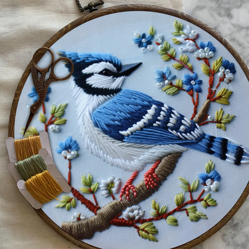 Rubbyoo Embroidery Kit - Winter Bluejay - image 7