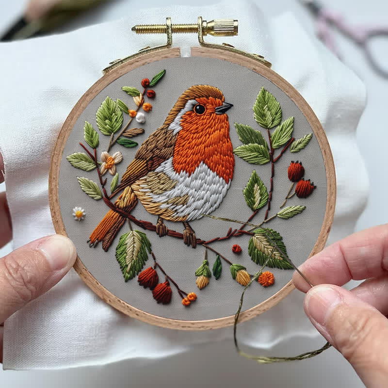 Rubbyoo Embroidery Kit - Spring Robin - image 3