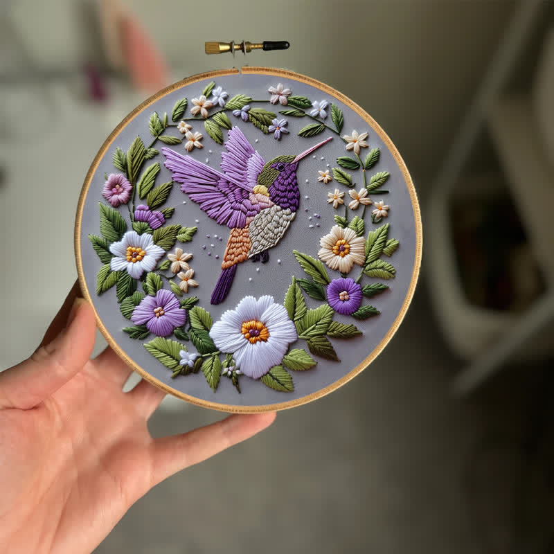 Rubbyoo Embroidery Kit - Purple Hummingbird - image 1