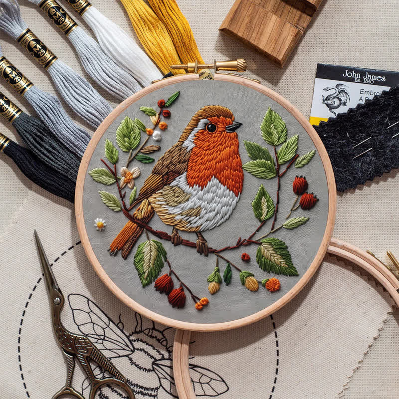 Rubbyoo Embroidery Kit - Spring Robin - image 9