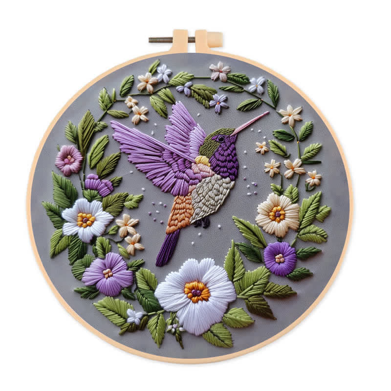 Rubbyoo Embroidery Kit - Purple Hummingbird - image 0