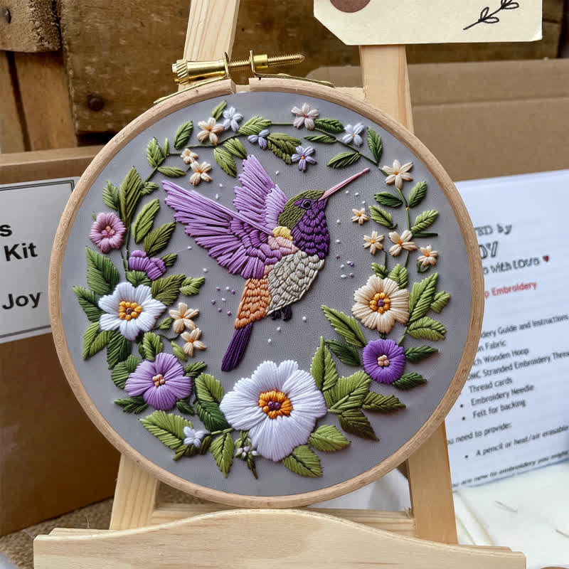 Rubbyoo Embroidery Kit - Purple Hummingbird - image 4