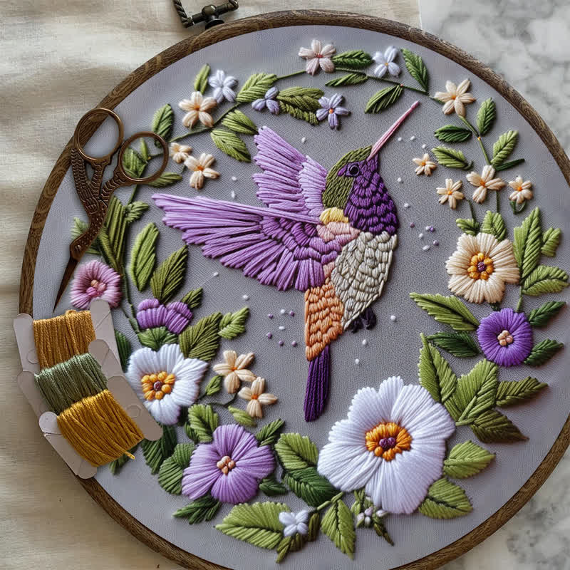 Rubbyoo Embroidery Kit - Purple Hummingbird - image 7