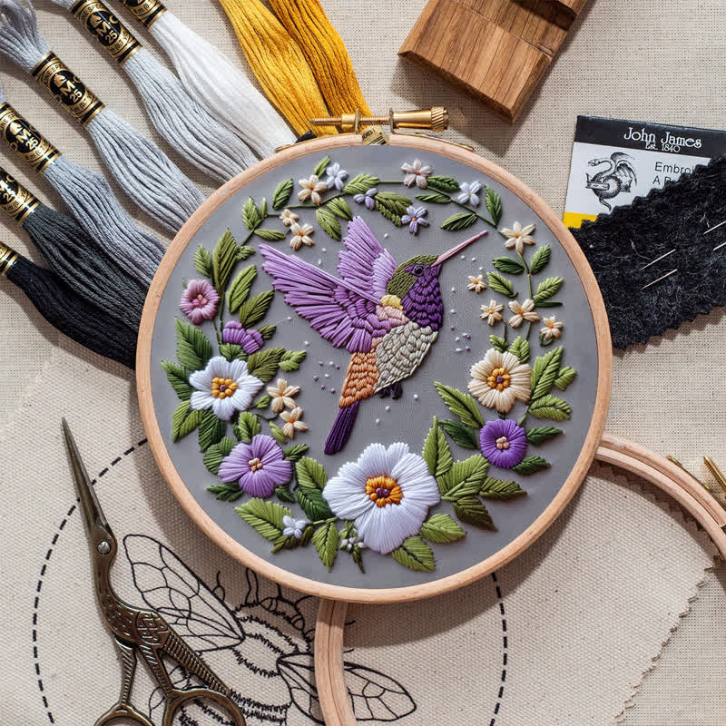 Rubbyoo Embroidery Kit - Purple Hummingbird - image 8