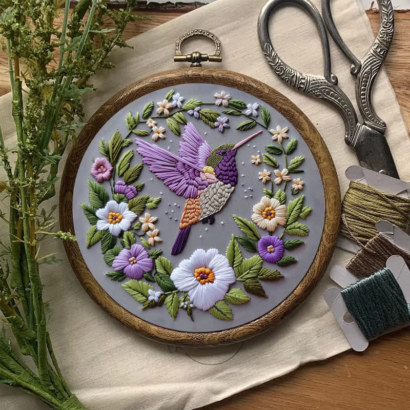 Rubbyoo Embroidery Kit - Purple Hummingbird - image 6