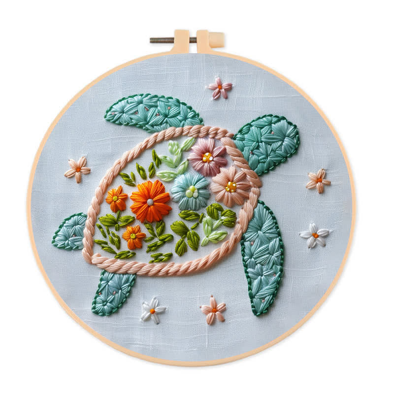 Rubbyoo Embroidery Kit - Floral Turtle - image 0