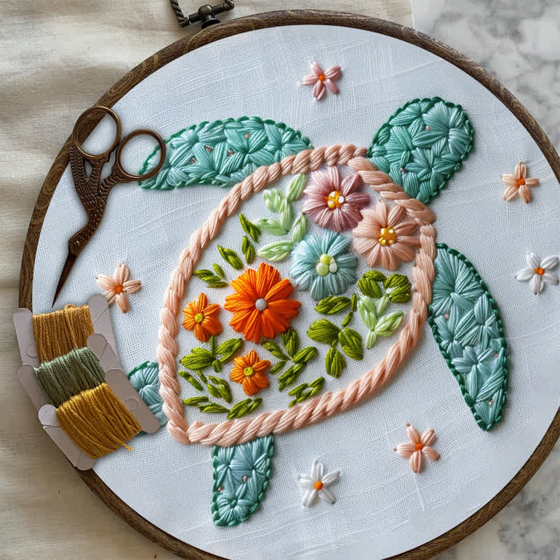 Rubbyoo Embroidery Kit - Floral Turtle - image 6