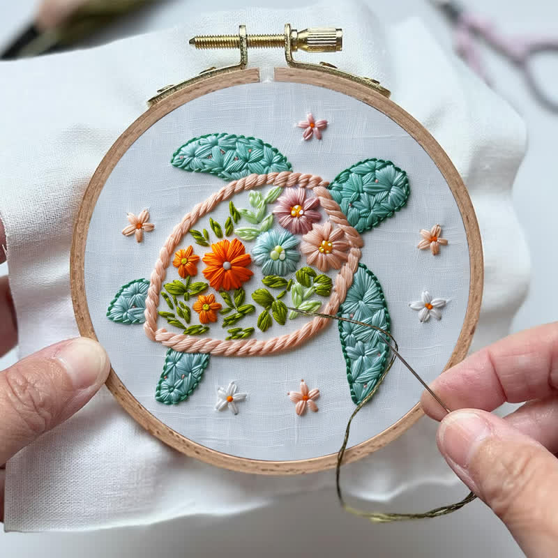 Rubbyoo Embroidery Kit - Floral Turtle - image 3