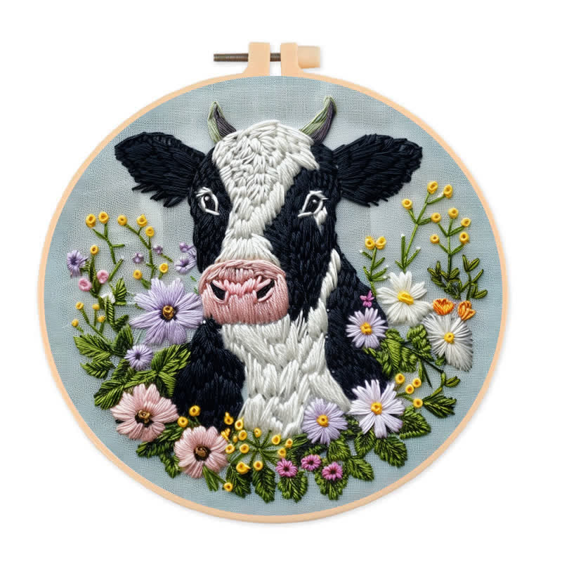 Rubbyoo Embroidery Kit - Floral Cow  - image 0