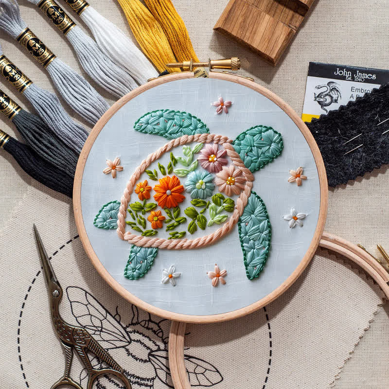 Rubbyoo Embroidery Kit - Floral Turtle - image 9