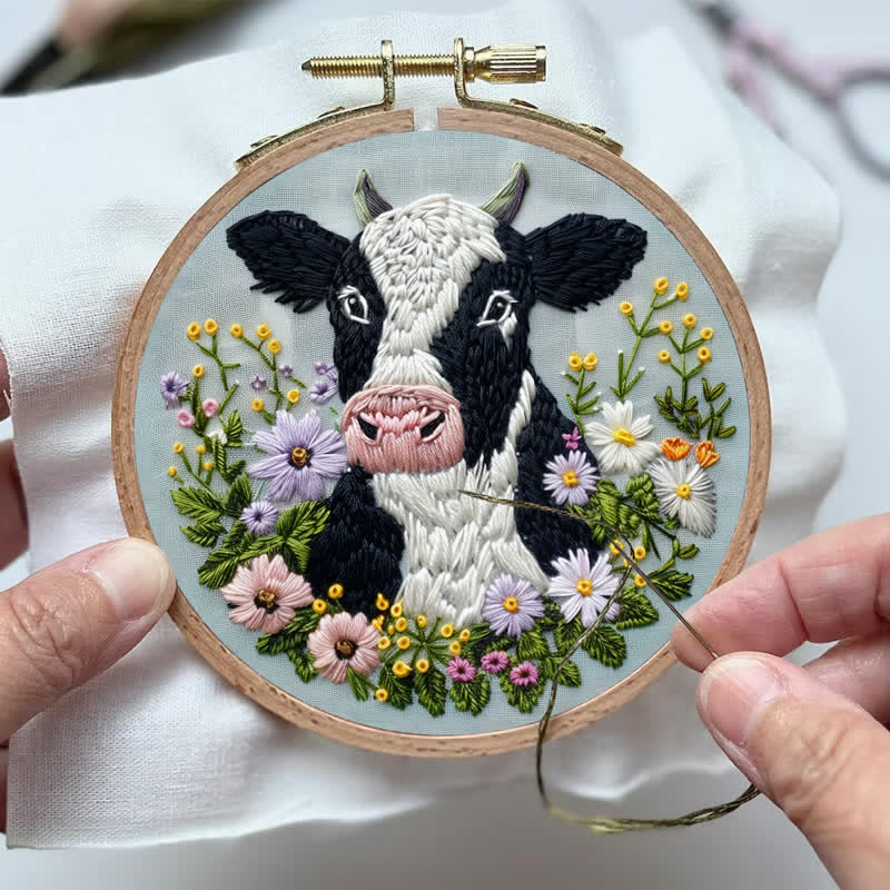 Rubbyoo Embroidery Kit - Floral Cow  - image 4