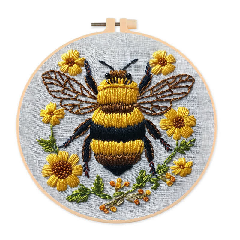 Rubbyoo Embroidery Kit - Bumble Bee Craft Kit For Beginner - 20*20cm - image 0