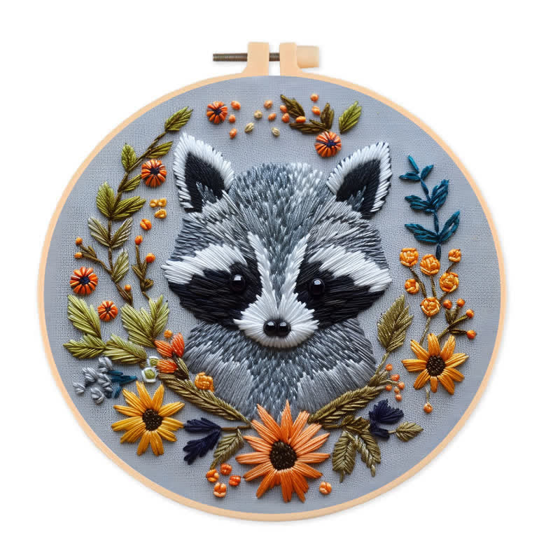 Rubbyoo Embroidery Kit - Baby Racoon - 20*20cm - image 0