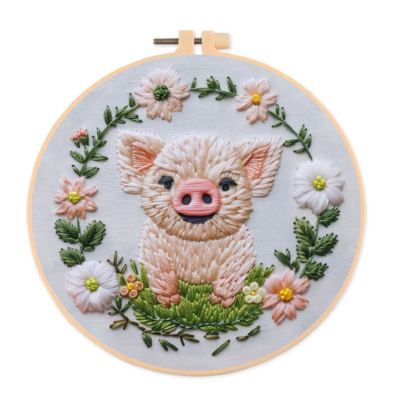 Rubbyoo Embroidery Kit - Floral Pig - image 0
