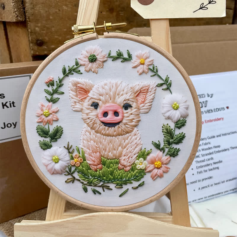 Rubbyoo Embroidery Kit - Floral Pig - image 5