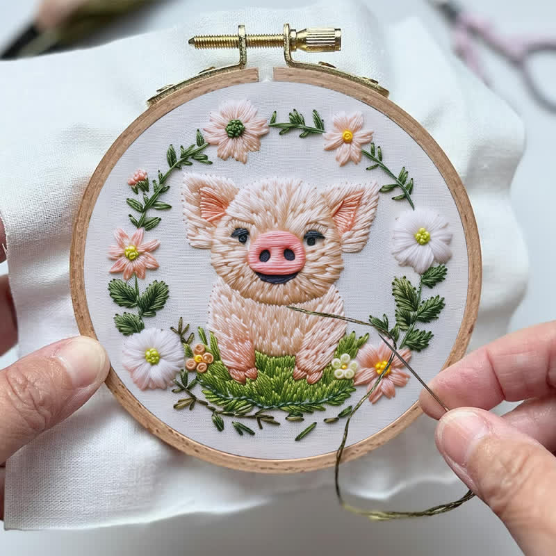 Rubbyoo Embroidery Kit - Floral Pig - image 4